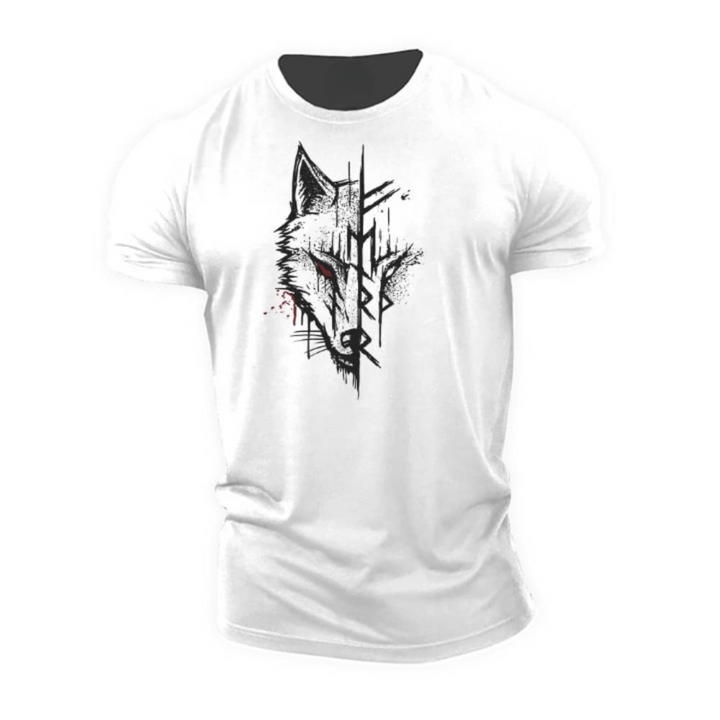 Herrens grafiska tryckta bomullst-shirt med kort ärm
