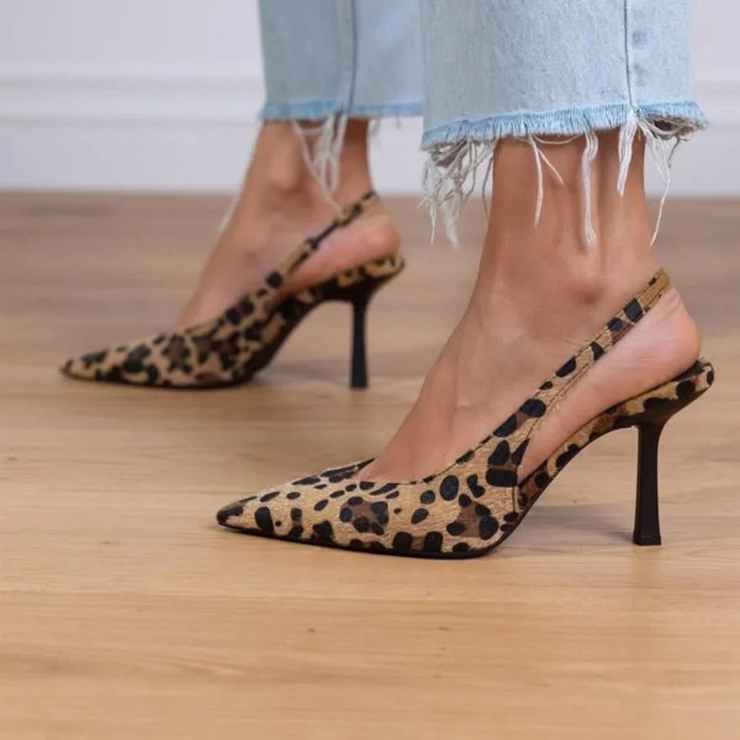 Kvinnors Tryckta Slingback Högklackade Skor – Spetsig Tå Utrustning för Speciella Tillfällen