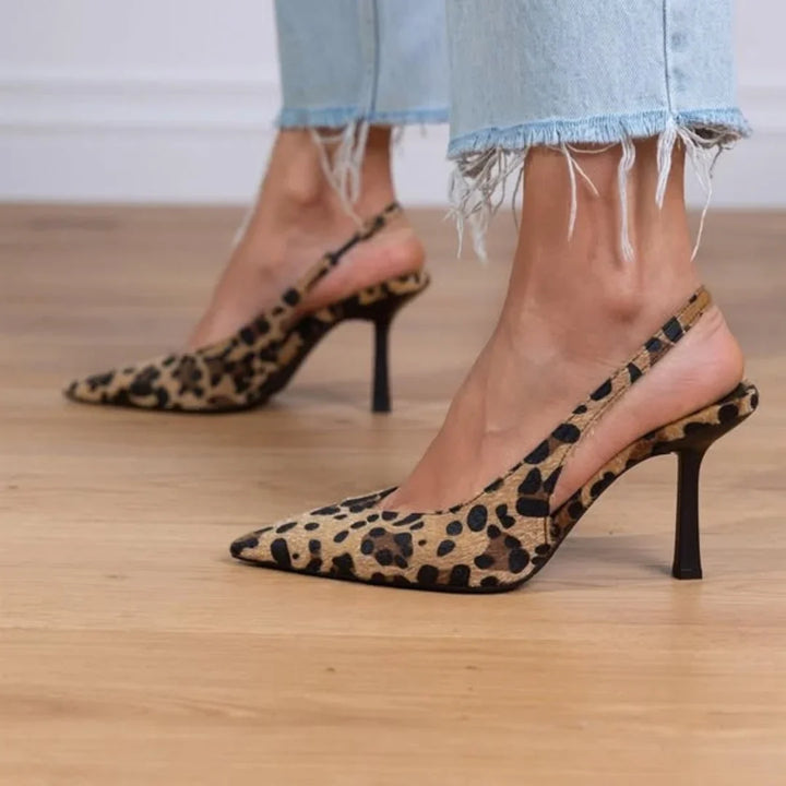 Kvinnors Tryckta Slingback Högklackade Skor – Spetsig Tå Utrustning för Speciella Tillfällen