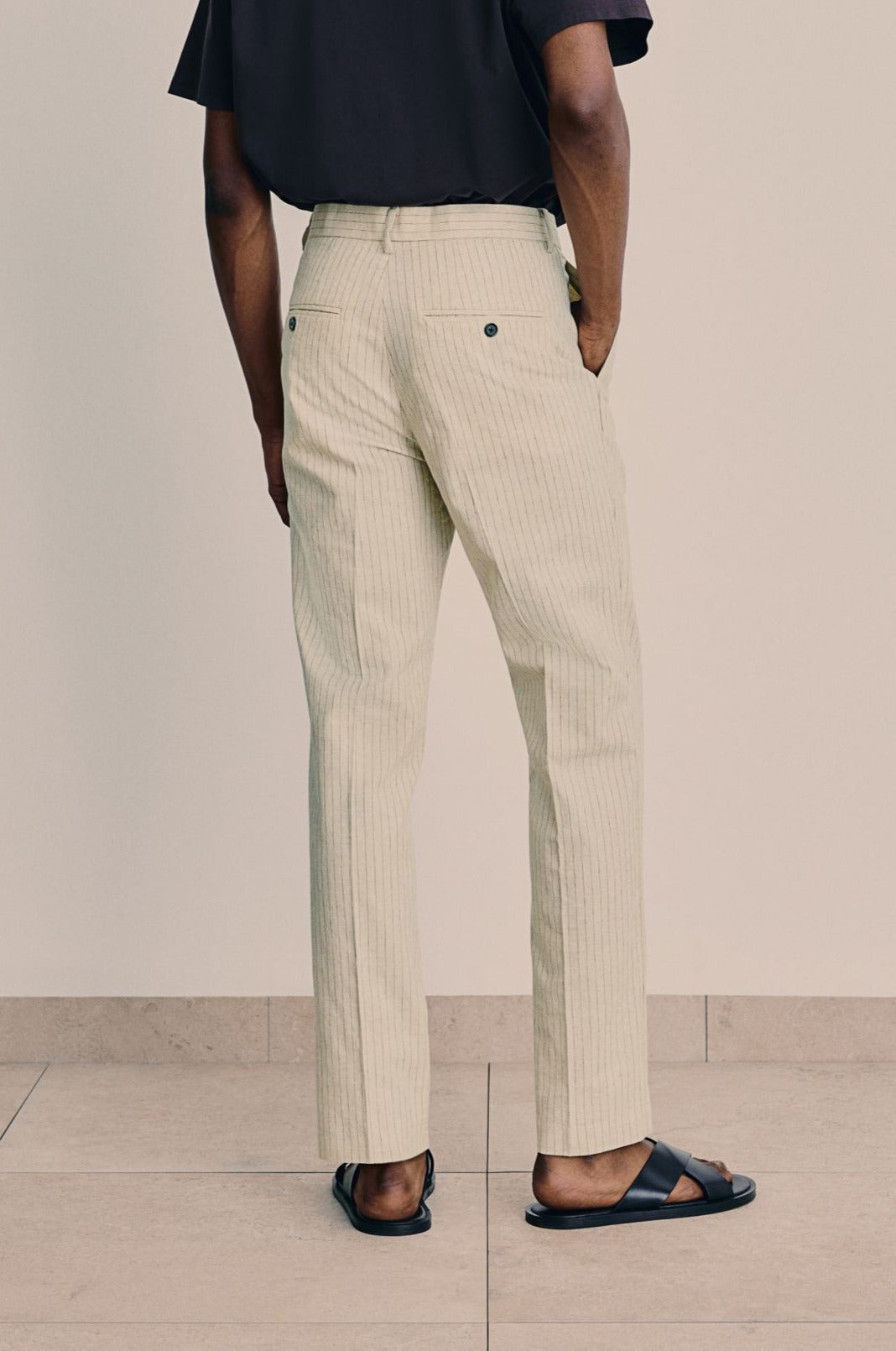 Herrarnas skräddarsydda pinstripe byxor Eleganta smart-casual byxor