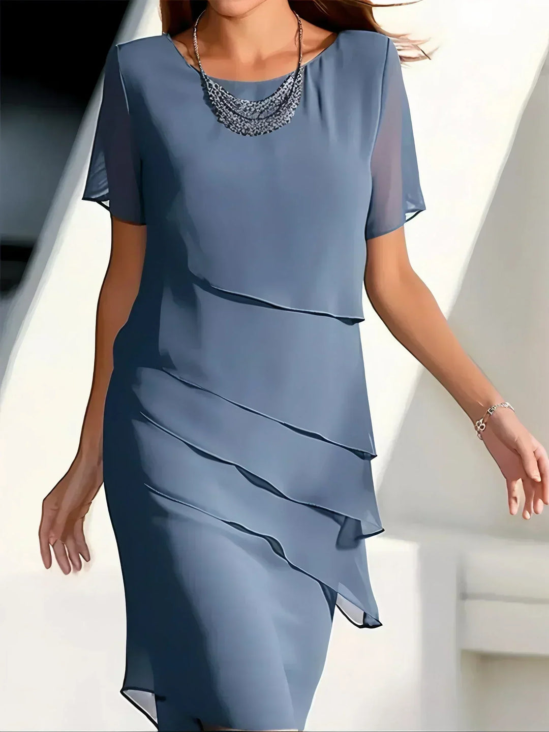 Kvinnors Lager Chiffon Midi Klänning Elegant Tillfälle Stil