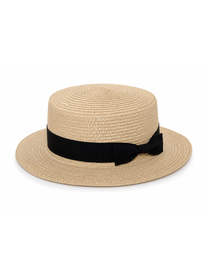 Kvinnors Strå Boater Sommarhatt Klassisk Ribbondesign Sommarstil