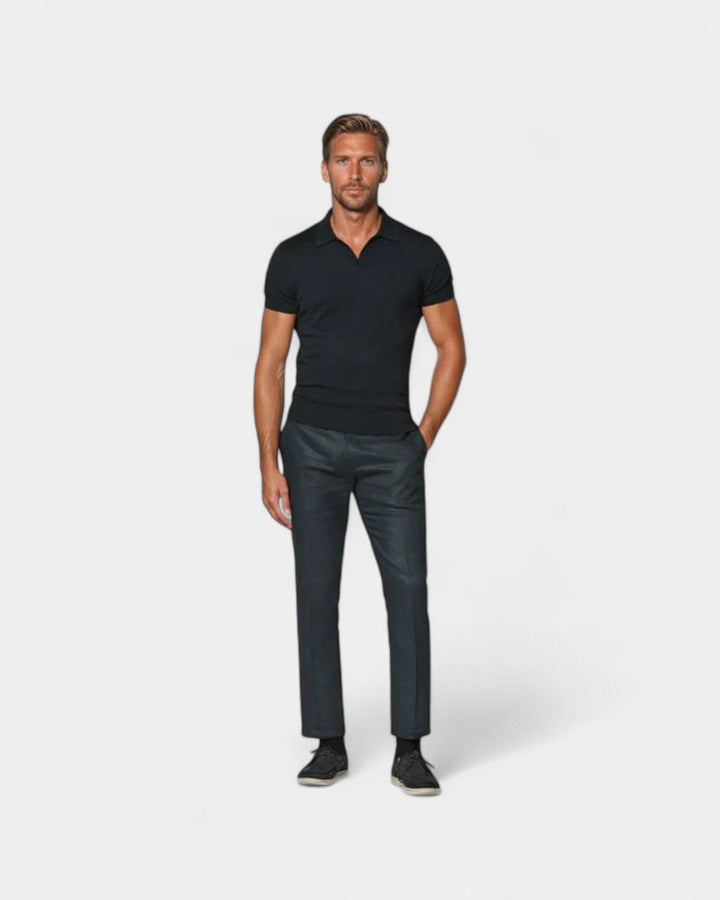 Herr Slim Fit Polotröja Kort Ärmar Lätt Andningsbar Elegant Smart Casual Fitted Topp