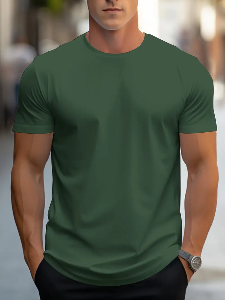 Herrars Slim Fit Crew Neck Kortärmad T-Shirt