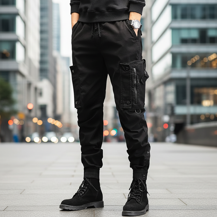 Herrarnas Slim-Fit Cargo-byxor – Stretch Utility Joggers för Streetwear och Utomhusbruk