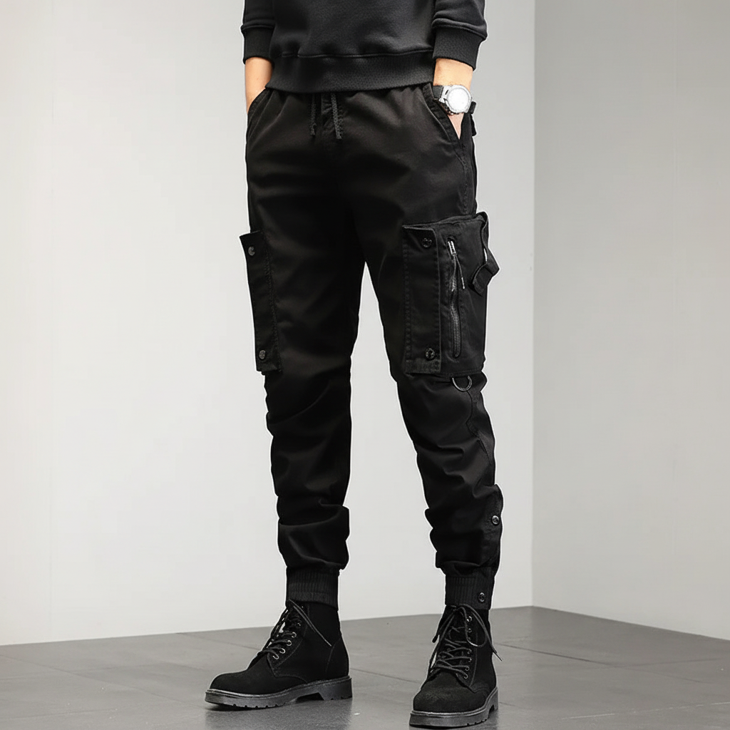 Herrarnas Slim-Fit Cargo-byxor – Stretch Utility Joggers för Streetwear och Utomhusbruk