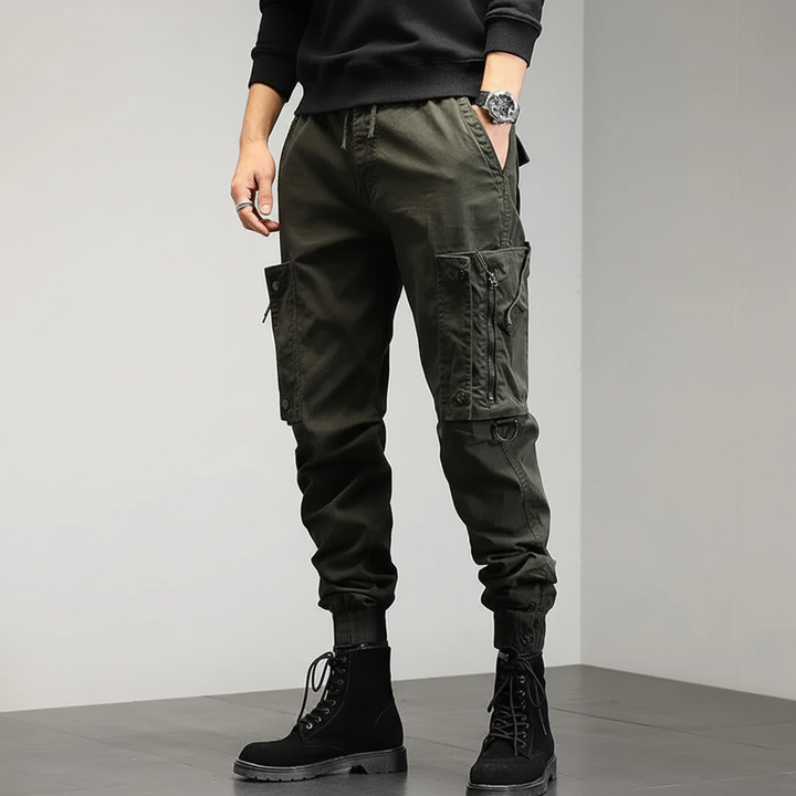 Herrarnas Slim-Fit Cargo-byxor – Stretch Utility Joggers för Streetwear och Utomhusbruk