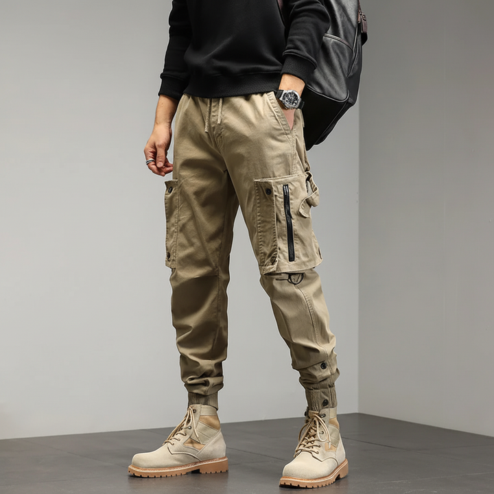 Herrarnas Slim-Fit Cargo-byxor – Stretch Utility Joggers för Streetwear och Utomhusbruk