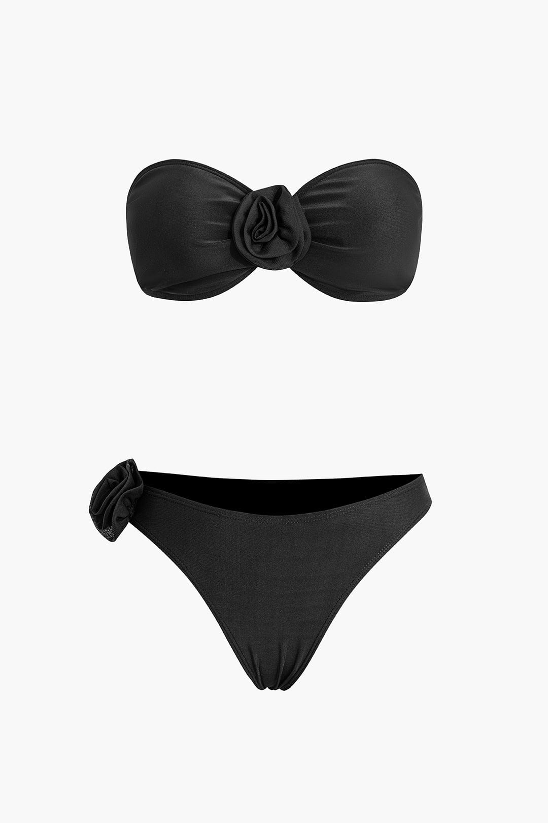 Kvinnors Bandeau Bikini med Blommönster Högskuren Badkläder