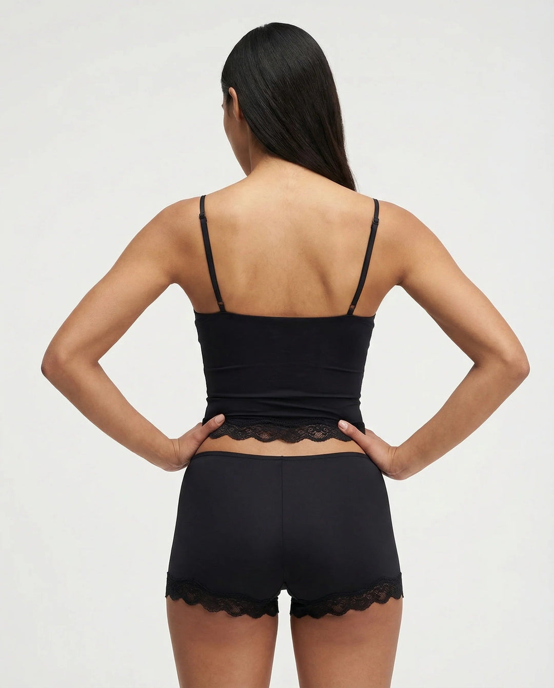 Kvinnors Nattkläder Set med Spetskant Mjuk Linne och Shorts