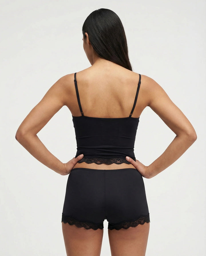 Kvinnors Nattkläder Set med Spetskant Mjuk Linne och Shorts