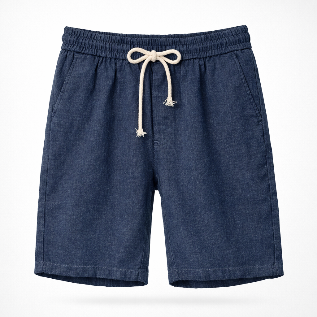 Herrlinneblandning Drawstring Shorts Avslappnad Passform Sommarshorts