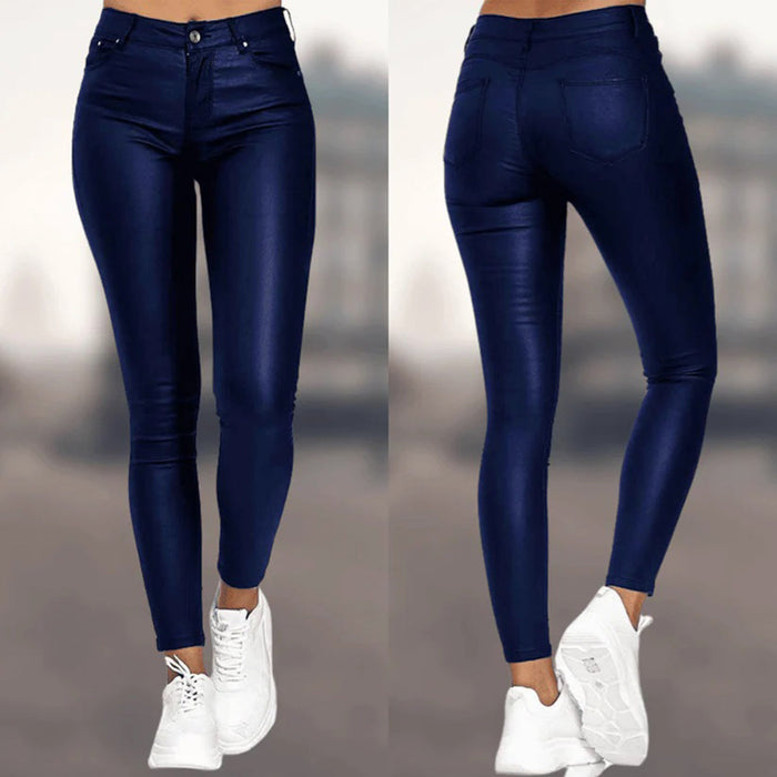 Dam Skinny Byxor med Hög Midja och 5-Ficksdesign