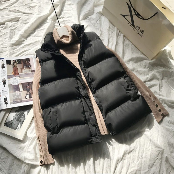 Kvinnors Vadderad Bodywarmer – Högkrage Gilet för Övergångslager