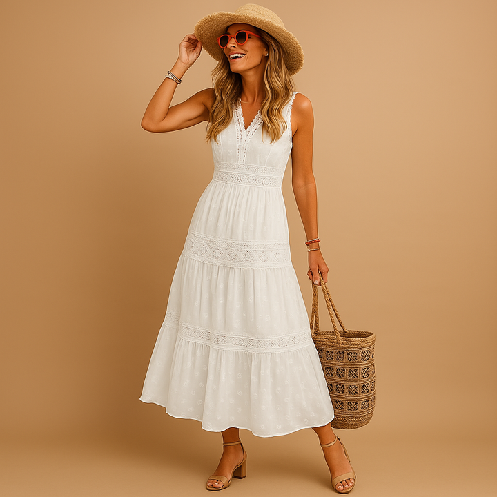 Kvinnors Boho Sommarklänning Lätt Flödande Ibiza Stil Avslappnad Passform Strand Festival Outfit