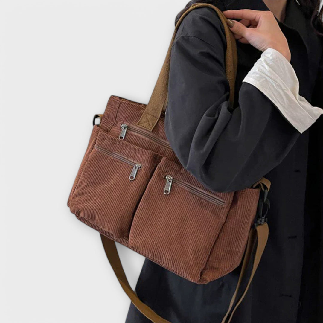 Kvinnors Multi-Pocket Tote Bag – Praktisk dubb bärstil för arbete och vardagsbruk