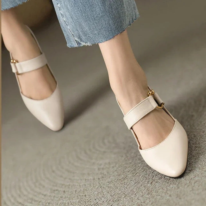 Kvinnors Spetsig Tå Mary Jane Pumps – Blockklack Slingback Skor för Kontor och Evenemang