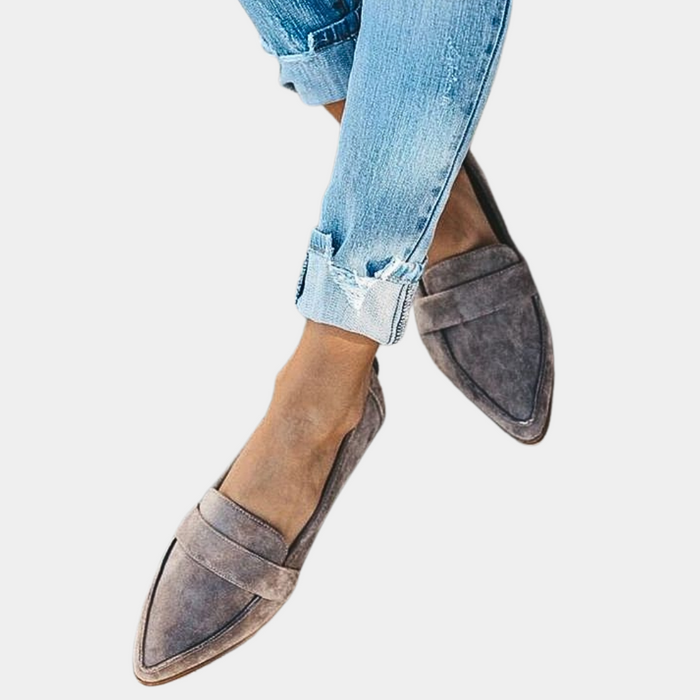 Dam Loafers med Spetsig Tå och Tvärbanddetalj