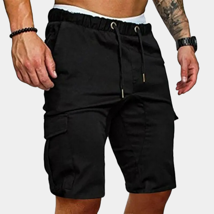Herrars Drawstring Cargo Shorts Avslappnad Passform Nyttig Sommarklädsel