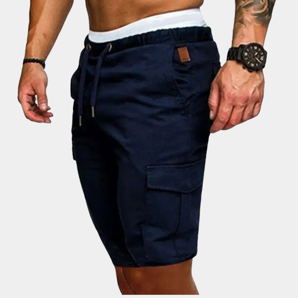 Herrars Drawstring Cargo Shorts Avslappnad Passform Nyttig Sommarklädsel