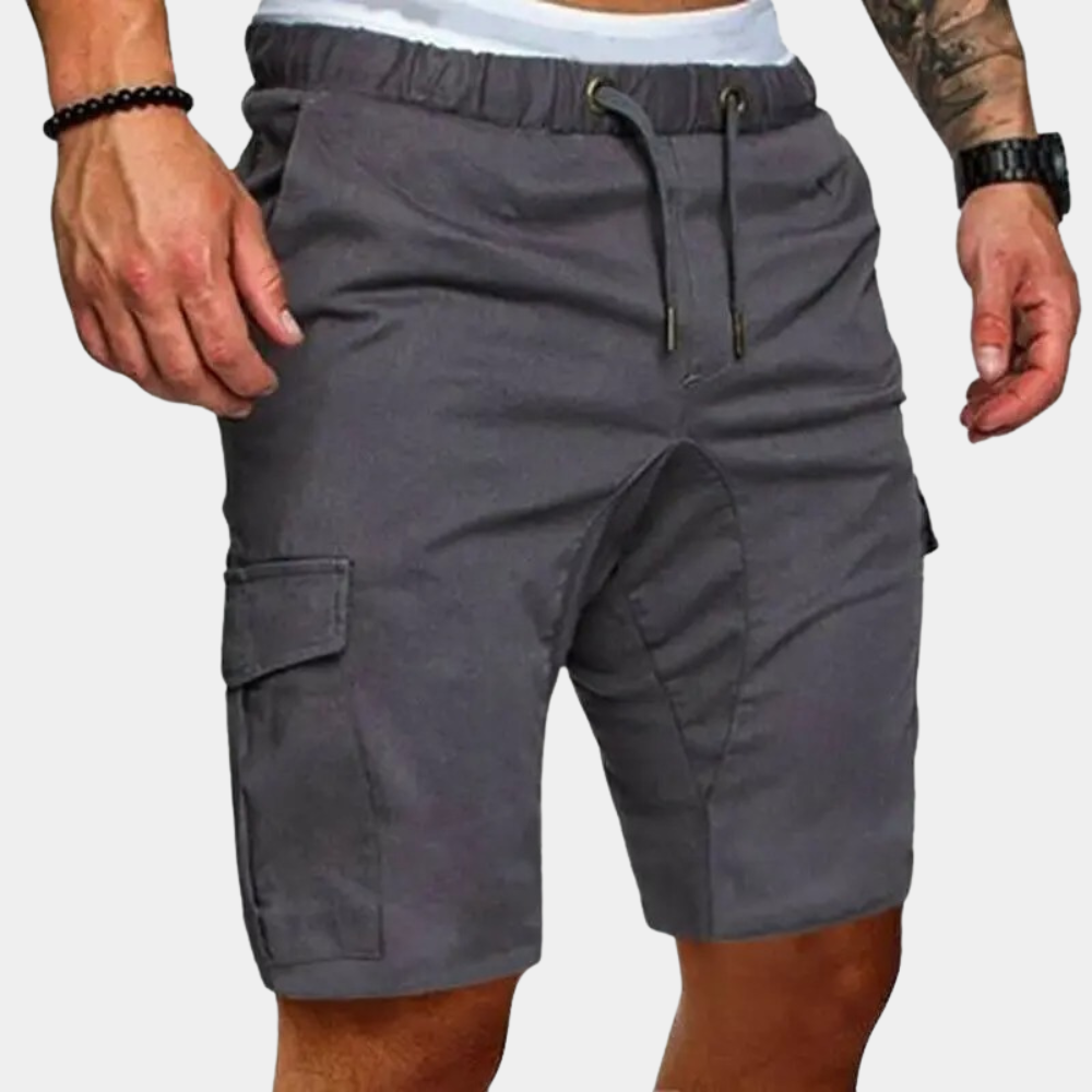 Herrars Drawstring Cargo Shorts Avslappnad Passform Nyttig Sommarklädsel
