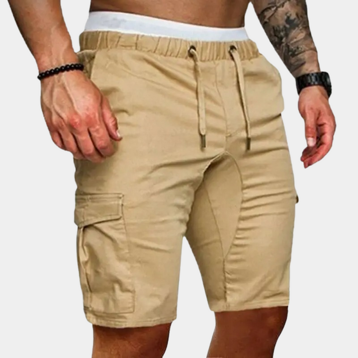 Herrars Drawstring Cargo Shorts Avslappnad Passform Nyttig Sommarklädsel