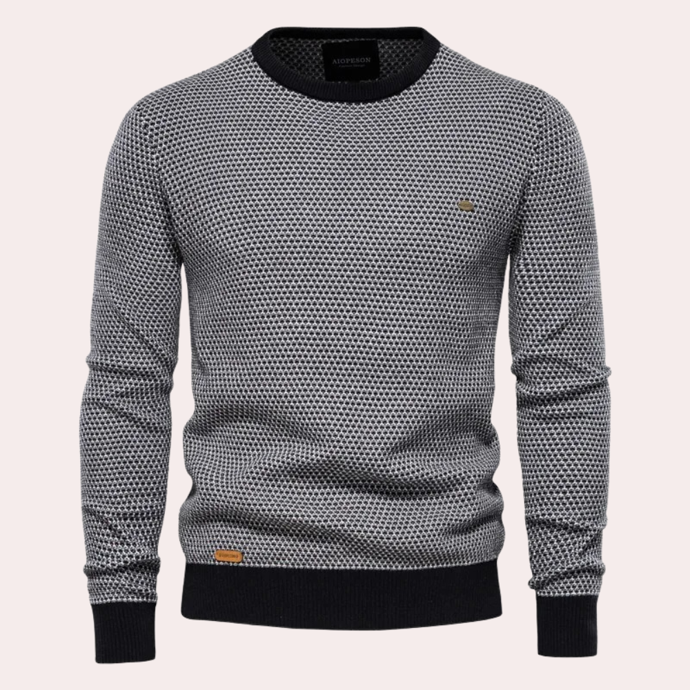 Herrarnas tryckta crew neck-tröja med kontrasterande ribb