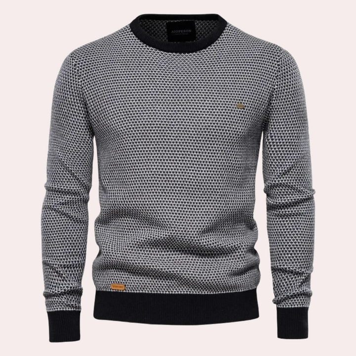 Herrarnas tryckta crew neck-tröja med kontrasterande ribb