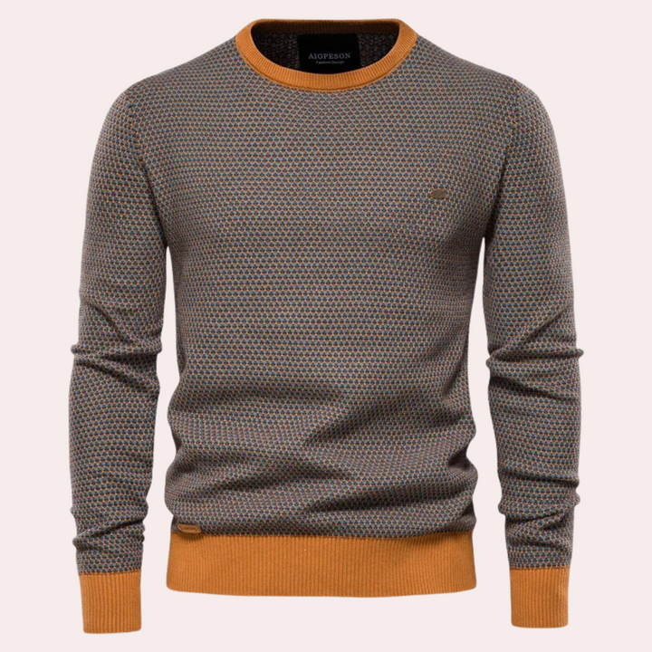 Herrarnas tryckta crew neck-tröja med kontrasterande ribb