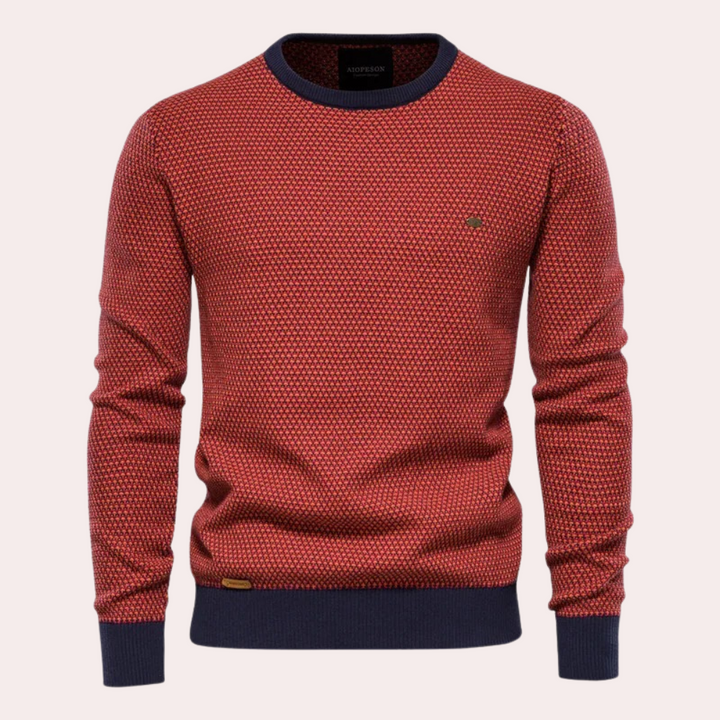 Herrarnas tryckta crew neck-tröja med kontrasterande ribb