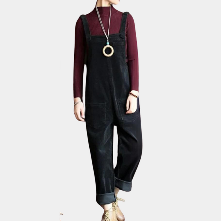 Kvinnors Corduroy Jumpsuit – Avslappnad Passform, Stilig, Bred Ben, Bekväm, Vardagsoutfit