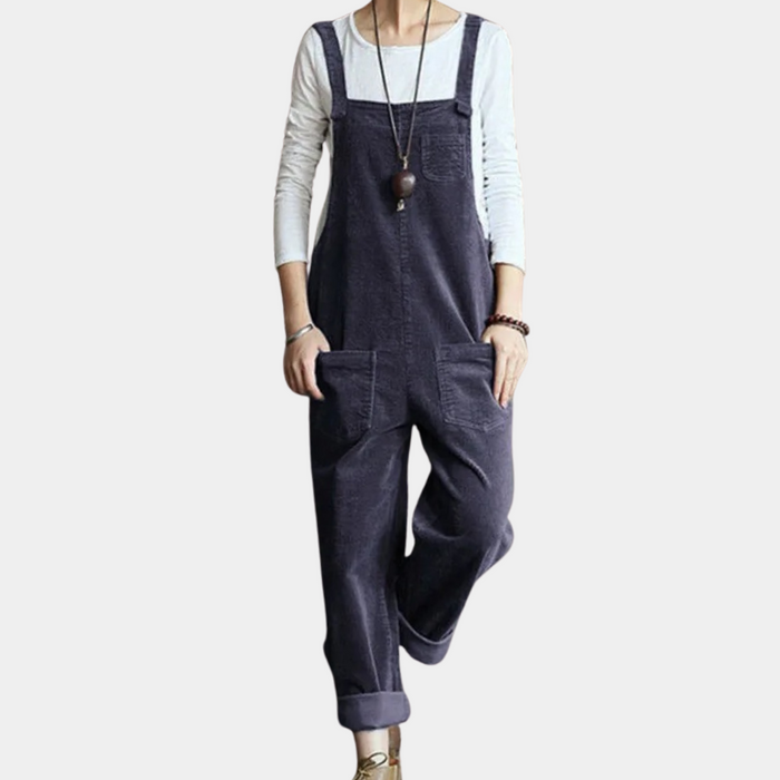 Kvinnors Corduroy Jumpsuit – Avslappnad Passform, Stilig, Bred Ben, Bekväm, Vardagsoutfit