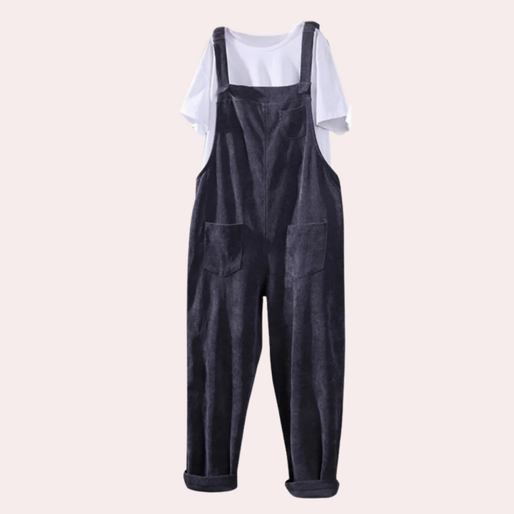 Kvinnors Corduroy Jumpsuit – Avslappnad Passform, Stilig, Bred Ben, Bekväm, Vardagsoutfit