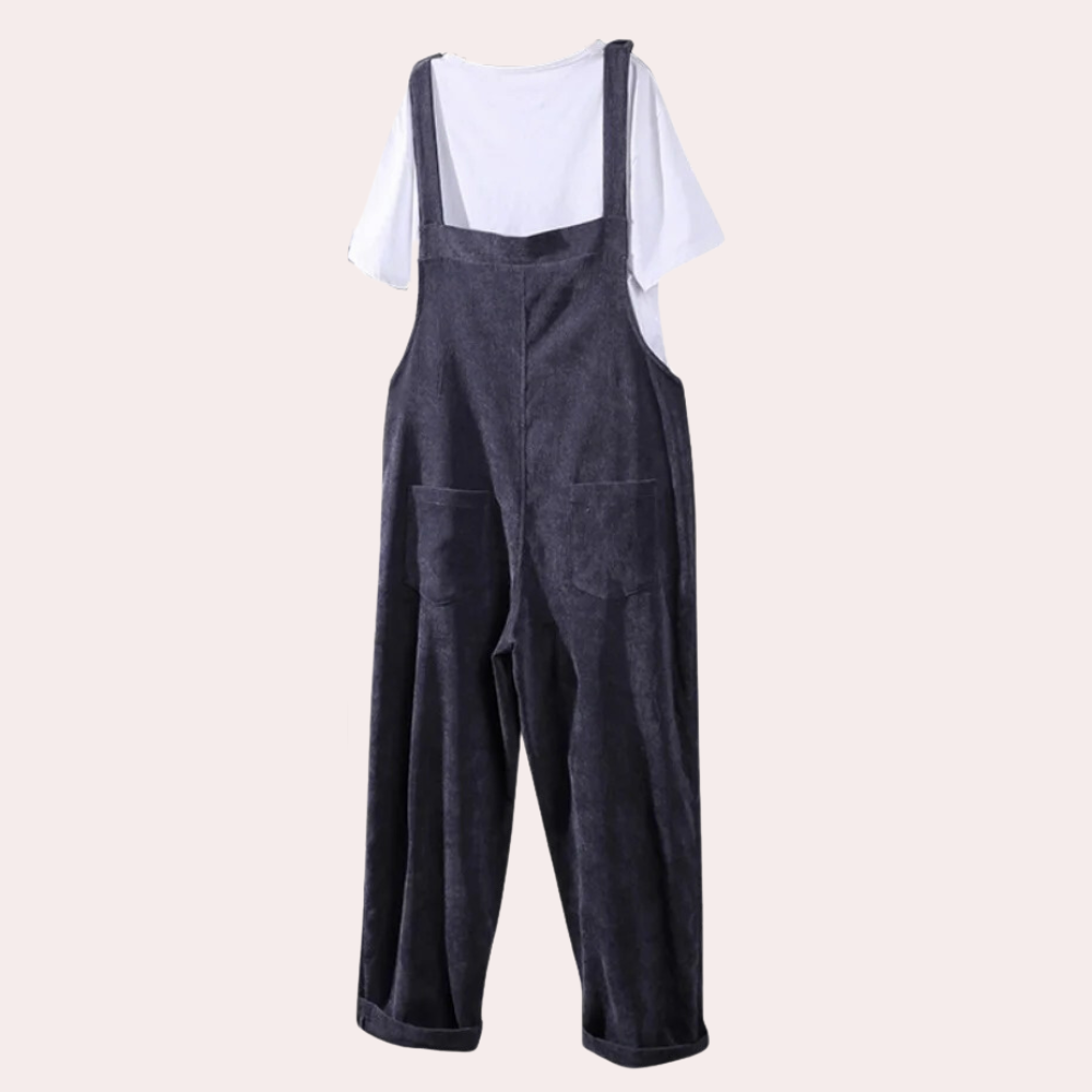 Kvinnors Corduroy Jumpsuit – Avslappnad Passform, Stilig, Bred Ben, Bekväm, Vardagsoutfit