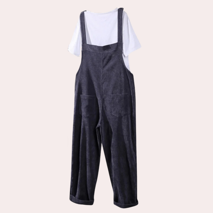 Kvinnors Corduroy Jumpsuit – Avslappnad Passform, Stilig, Bred Ben, Bekväm, Vardagsoutfit