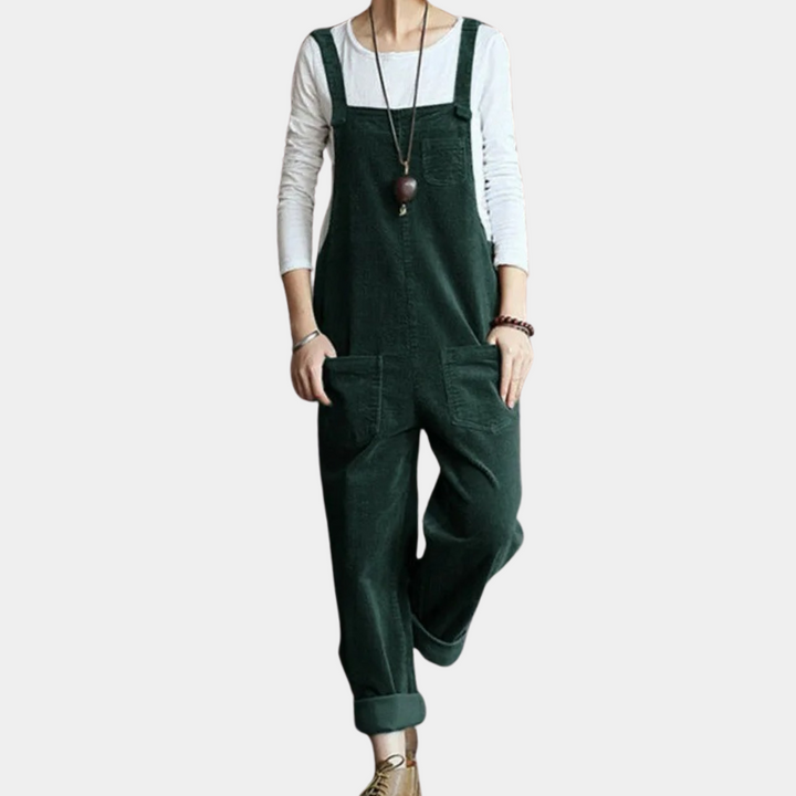 Kvinnors Corduroy Jumpsuit – Avslappnad Passform, Stilig, Bred Ben, Bekväm, Vardagsoutfit