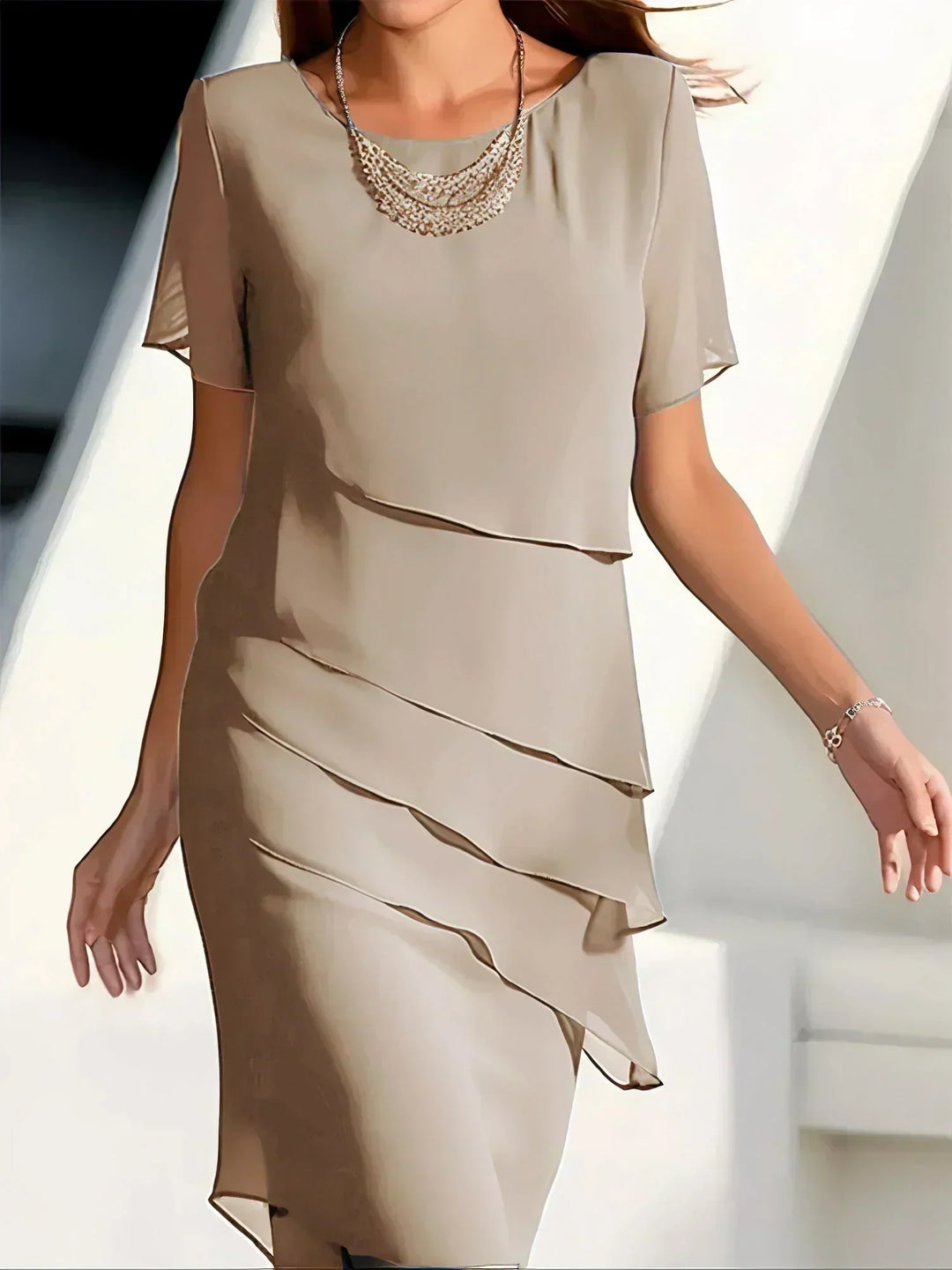 Kvinnors Lager Chiffon Midi Klänning Elegant Tillfälle Stil