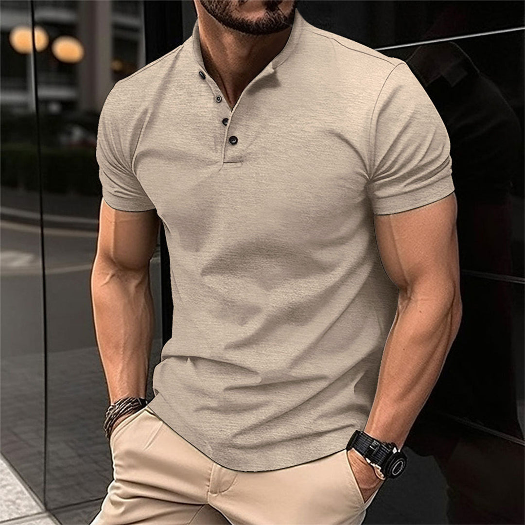 Herrpolotröja Slim Fit Knäppning Skräddarsydd Avslappnad Topp