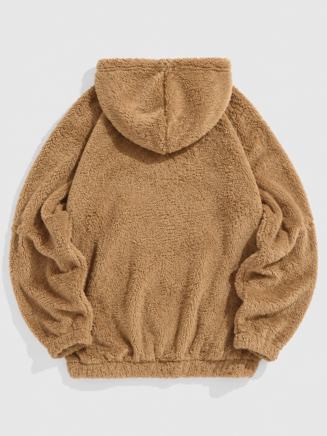 Herr Teddy Fleece Hoodie med Björnbroderi – Mjuk Hooded Sweater för Vinte