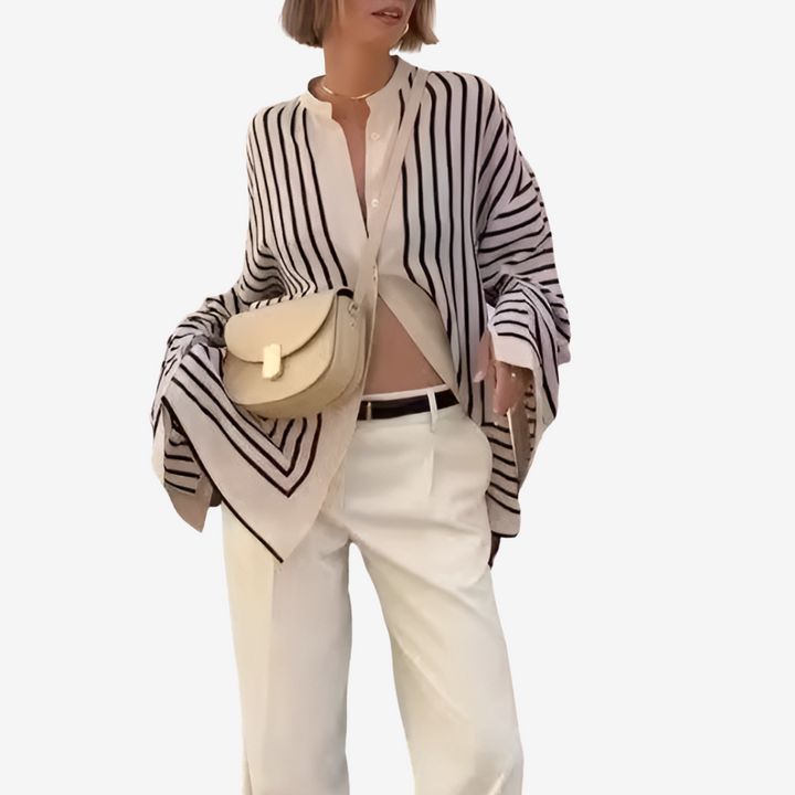 Kvinnors Oversized Tryckt Skjorta – Vid Ärms Knapp-up för Vår och Sommar