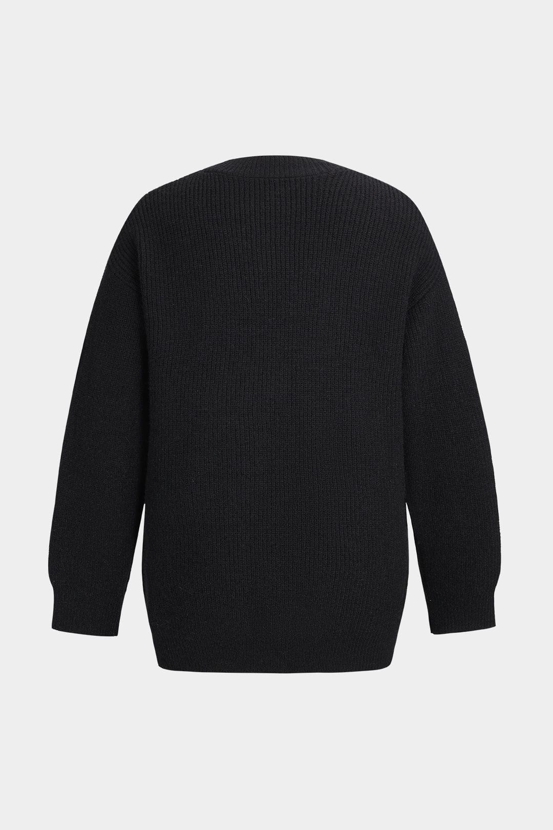 Ella Noir Kvinnors Stickad Kofta med Denimfickor för Enkelt Vardagsstil