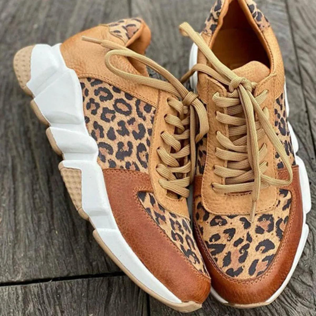 Kvinnors Tryckta Chunky Sneakers – Snörade Statement Skor för Dagligt och Stadsbruk