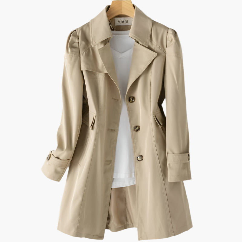 Kvinnors Enknäppt Trench Coat – Skräddarskikt för Smart Casual Klädsel