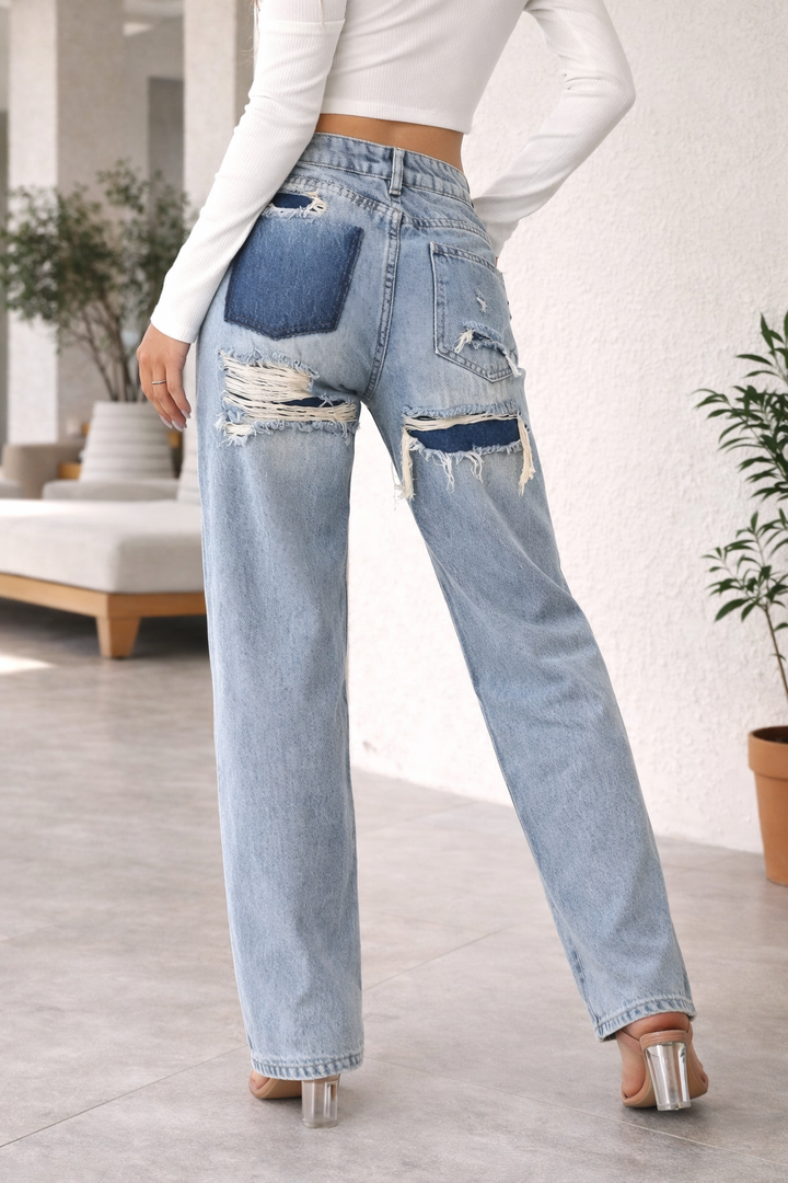 Kvinnors Hög Midja Vida Ben Denim Jeans Modern Avslappnad Vardagsklädsel