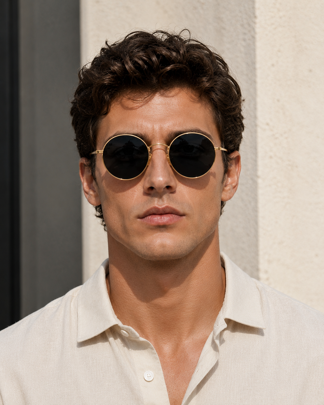 Herrars Runda Metallbågar Solglasögon Retro Inspirerad Eyewear