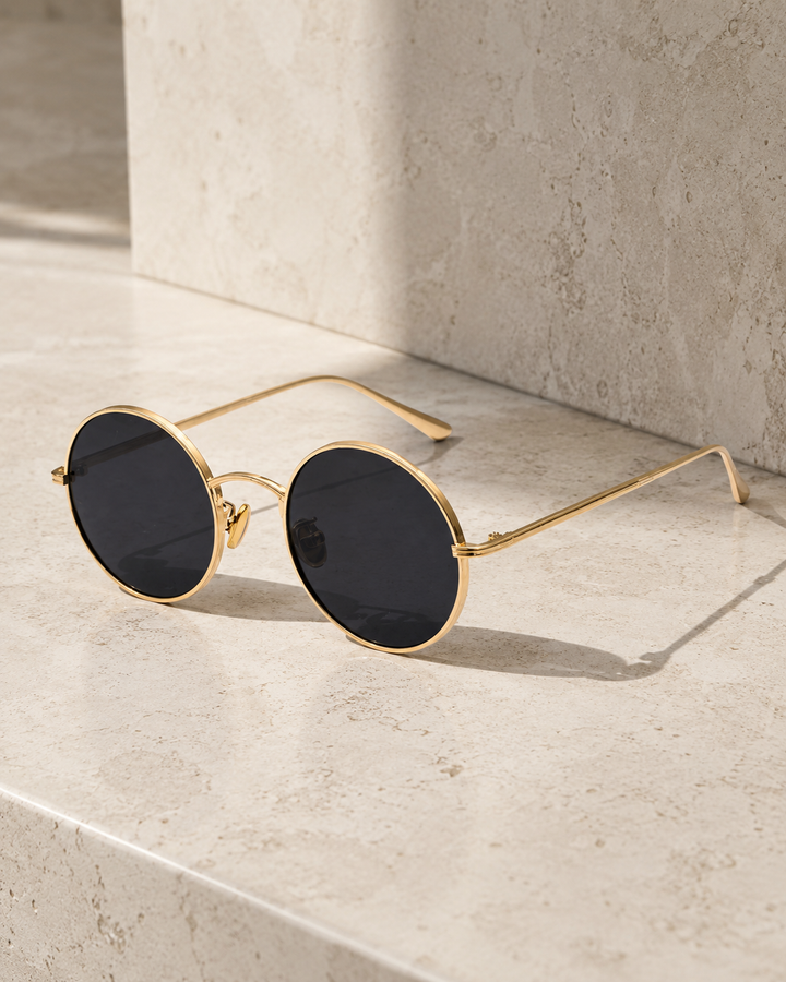 Herrars Runda Metallbågar Solglasögon Retro Inspirerad Eyewear