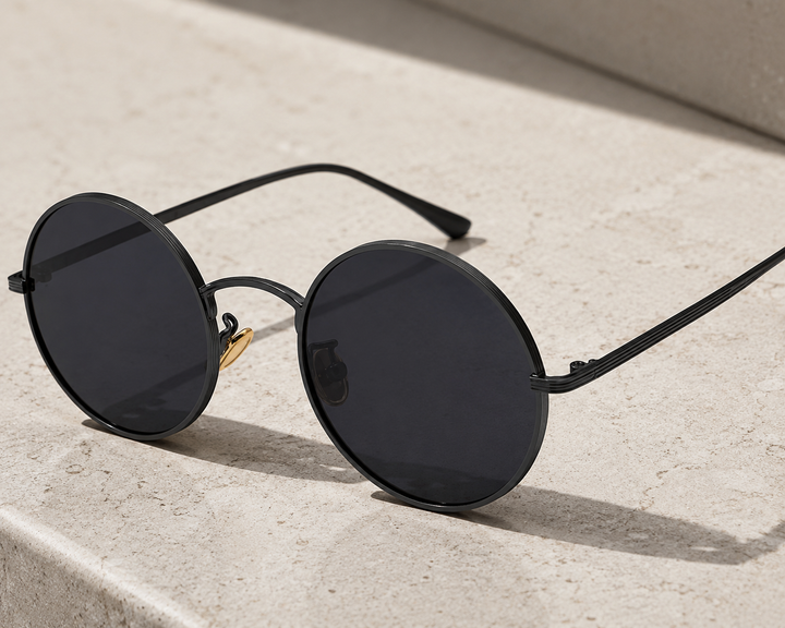Herrars Runda Metallbågar Solglasögon Retro Inspirerad Eyewear