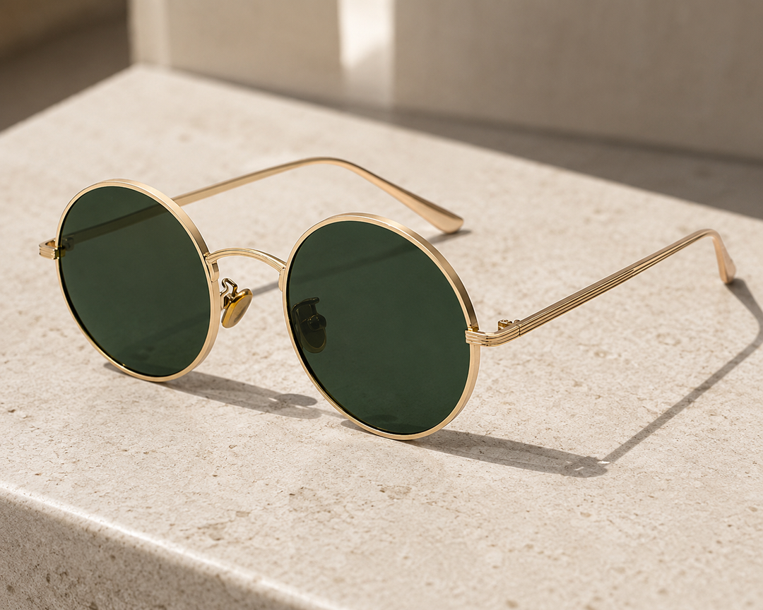 Herrars Runda Metallbågar Solglasögon Retro Inspirerad Eyewear