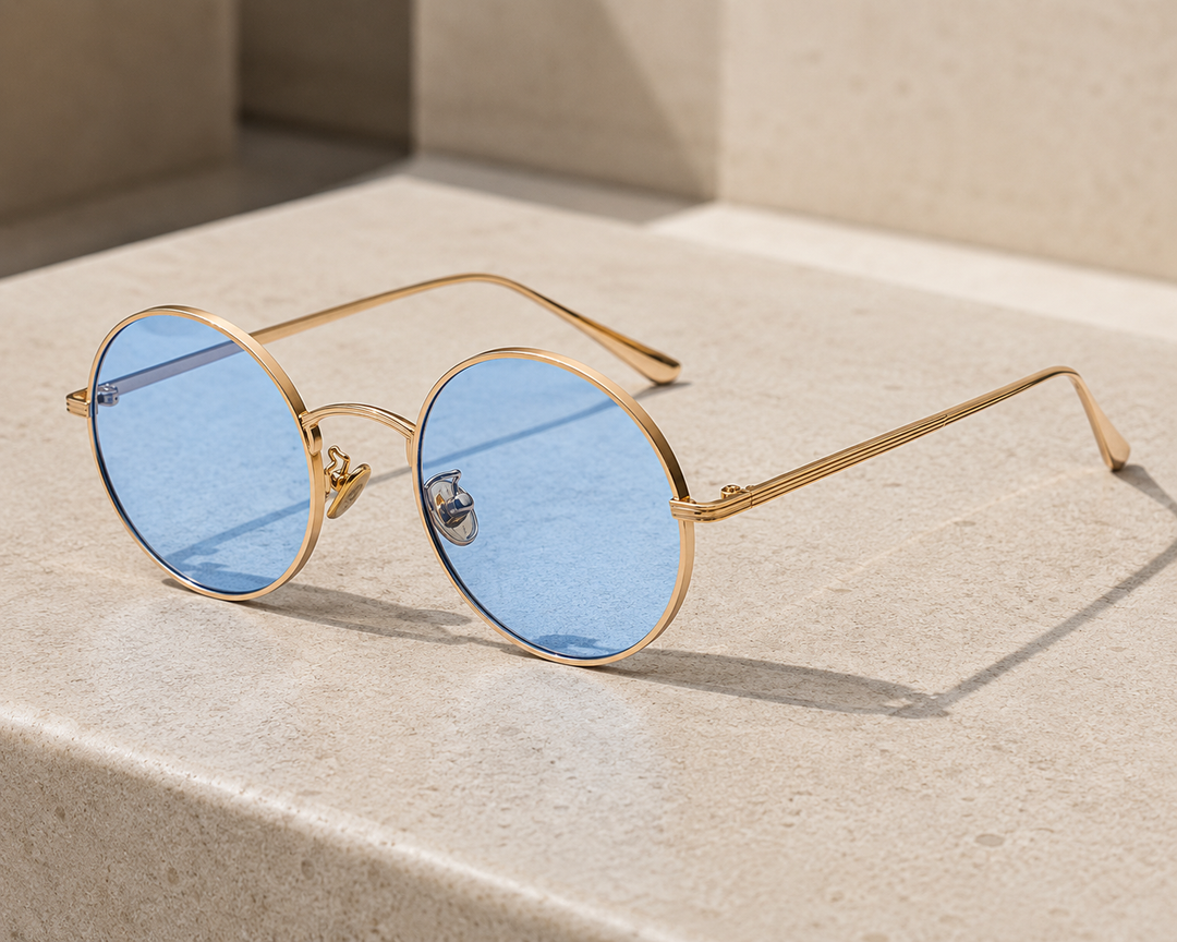 Herrars Runda Metallbågar Solglasögon Retro Inspirerad Eyewear