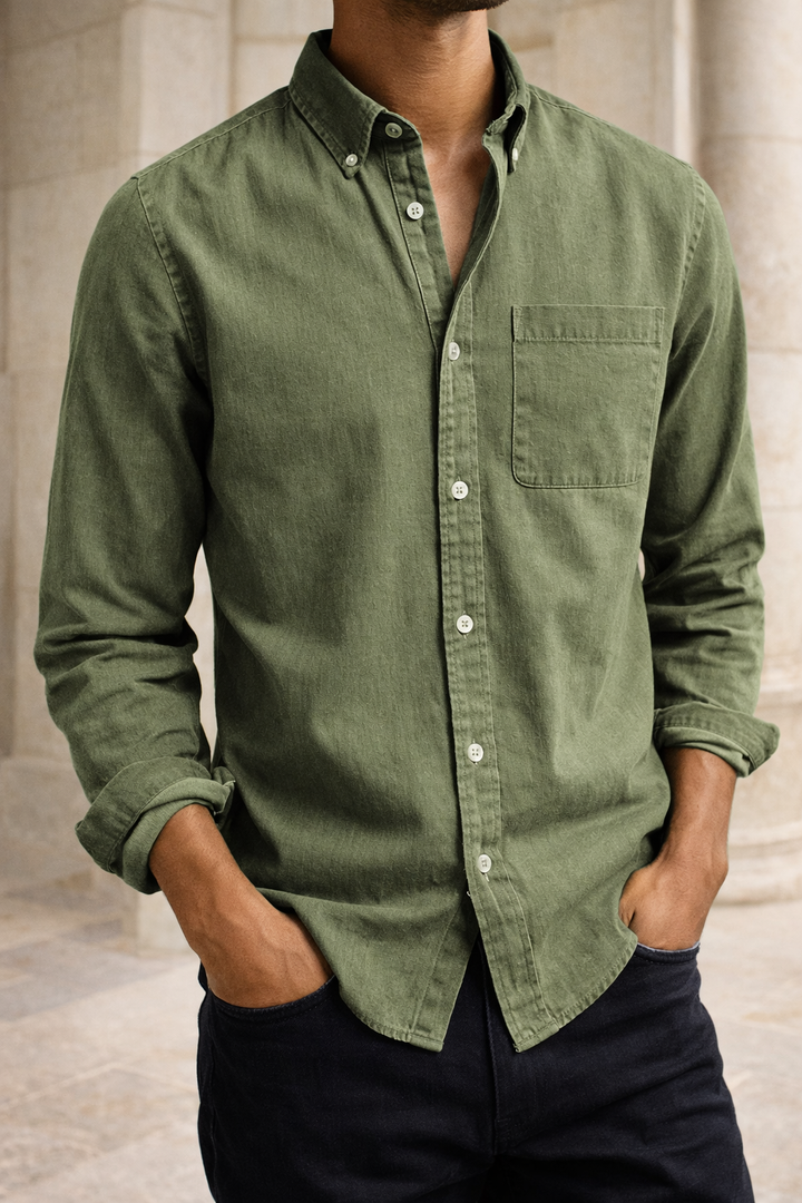 Herrens bomullskjorta med knappar - Everyday Smart Casual